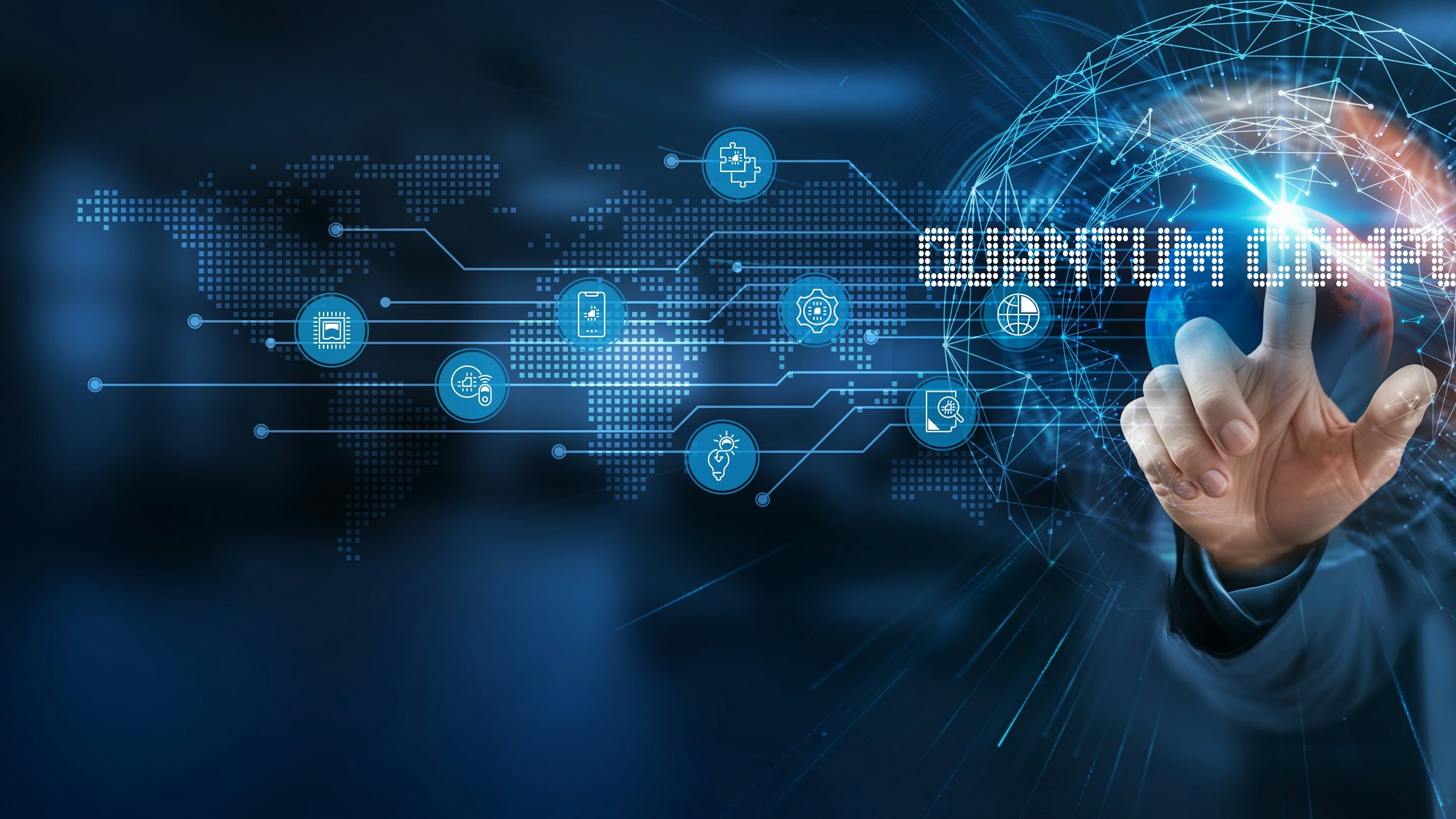 Quantum computing, hand wijst