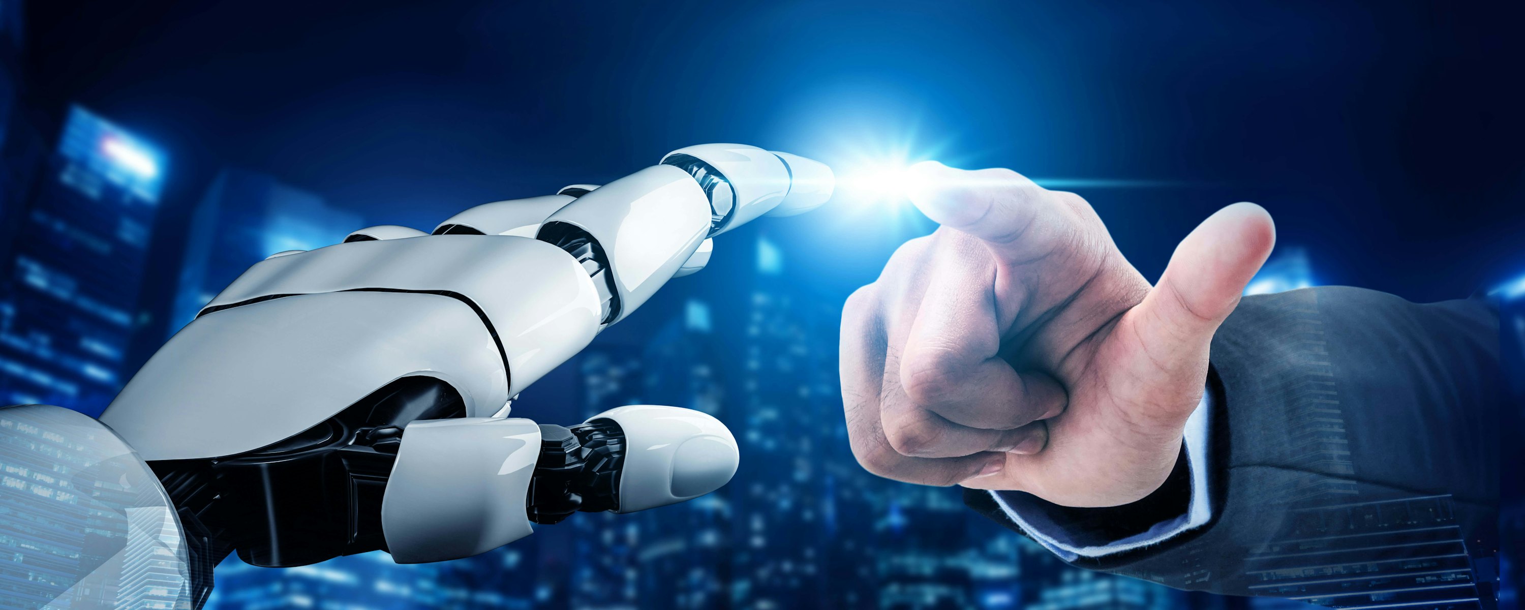 Robot geeft mens een hand